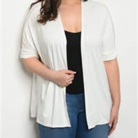 Ivory White Cardigan 1X - Picture 2 of 3